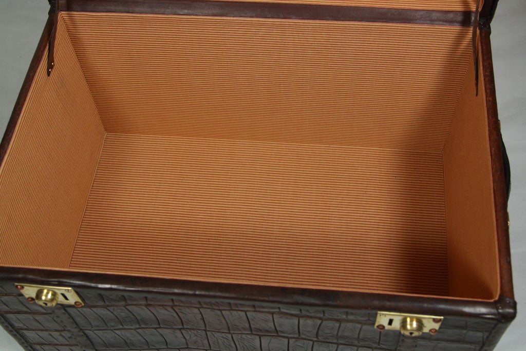 Antique Crocodile Skin and Leather Trunk 1