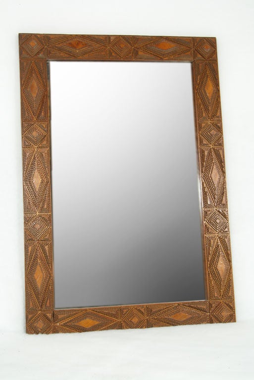 Early 1900's Tramp Art Frame with Mercury Mirror