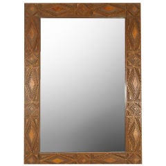 Early 1900's Tramp Art Frame with Mercury Mirror