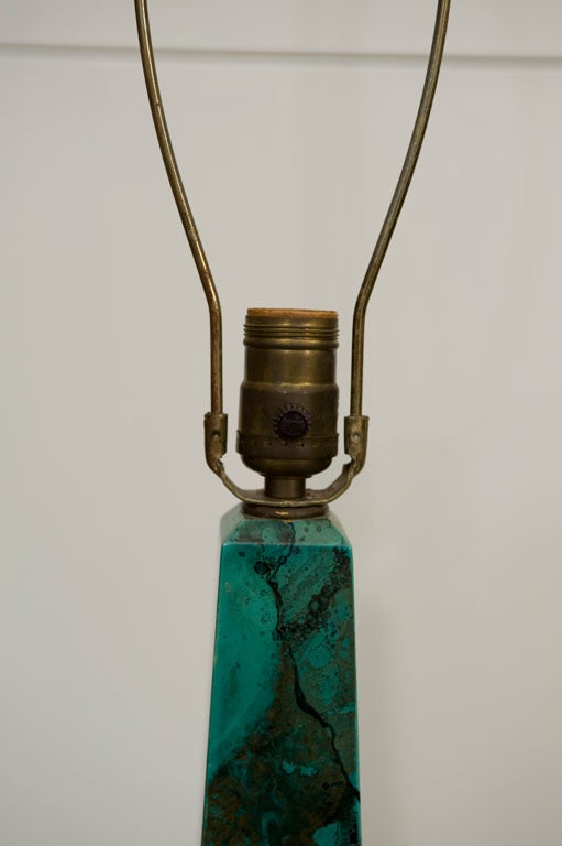 FAUX MALACHITE OBELISK TABLE LAMPS 2