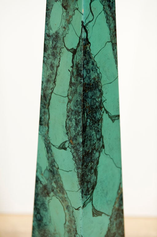 FAUX MALACHITE OBELISK TABLE LAMPS 3
