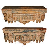 A pair of Louis 16 style painted and distressed console tables
