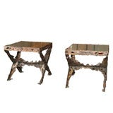 Pair of Bronze X Tables by Maria Pergay