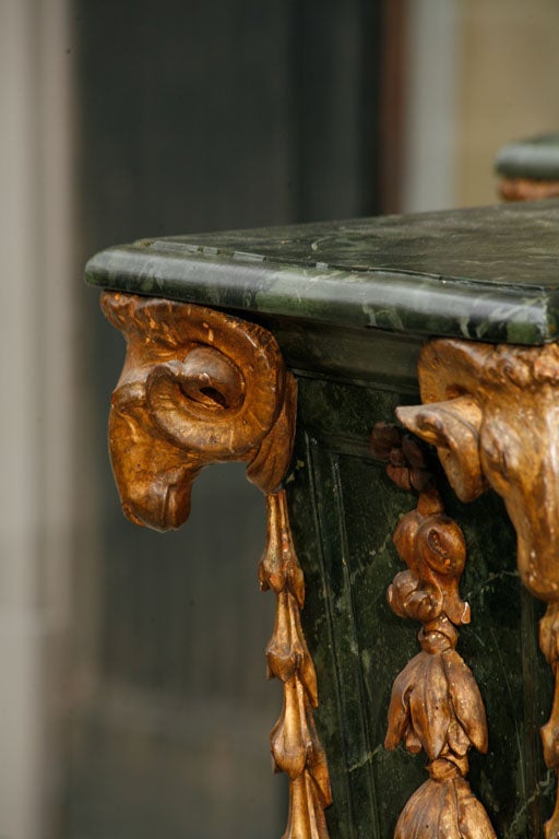 19th Century Pair Marbleized and Gilt Carved Wood Pedestals For Sale