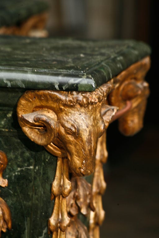 Giltwood Pair Marbleized and Gilt Carved Wood Pedestals For Sale