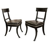 A Pair of English Ebonized Klismos Chairs, Circa 1930