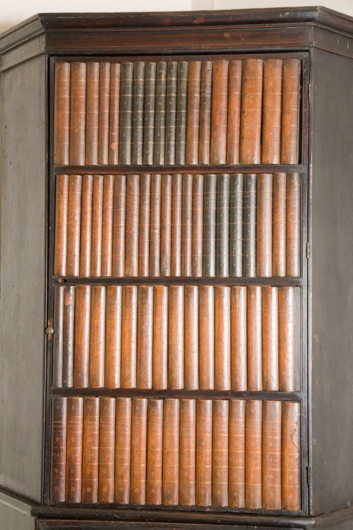 Englischer Eckschrank aus den 1840er Jahren mit gefälschter Fronttür. Es handelt sich um ein hervorragendes, unerwartetes Aufbewahrungsmöbel, das einem Raum eine persönliche Note verleiht und auch für Gesprächsstoff sorgen kann. Schöne