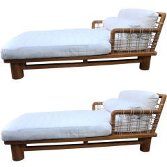 Pair of Dowelwood Chaise Lounges designed by Karl Springer