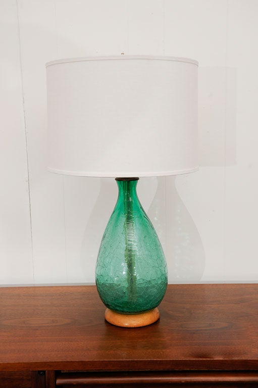 Blenko Crackle Glass Lamp 1