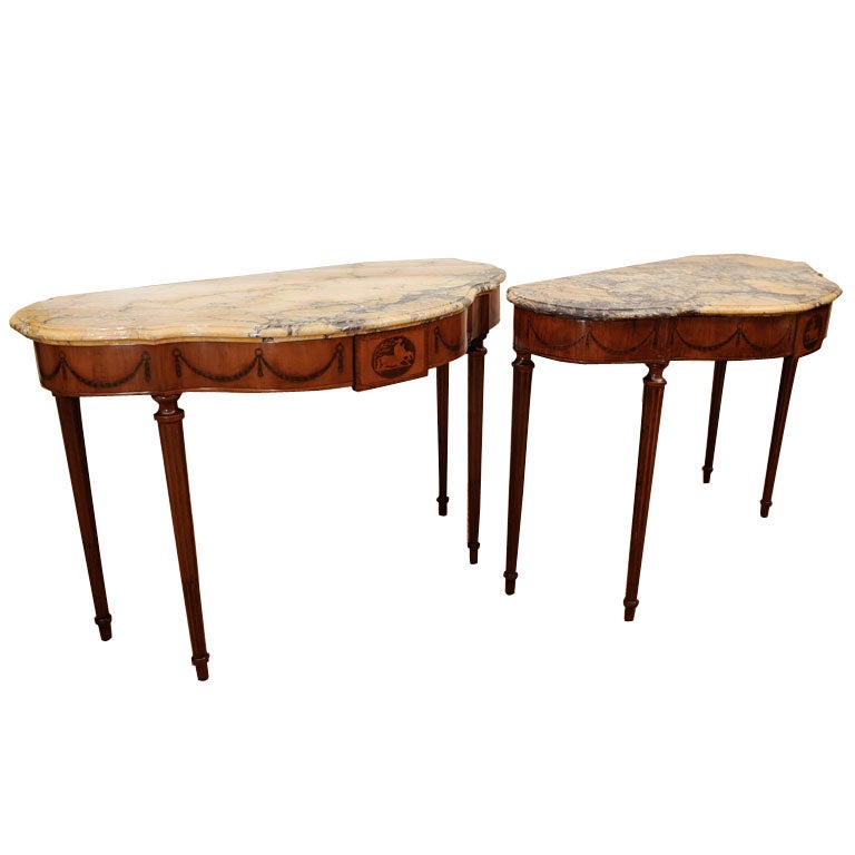 Pair of Sheraton Fruitwood Consoles For Sale