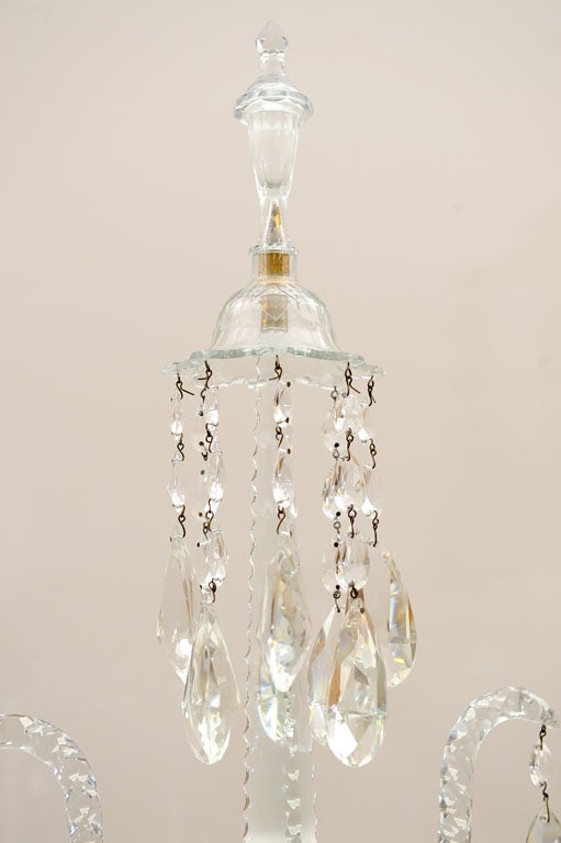 Pair of Georgian Anglo Irish Crystal Candelabra's In Excellent Condition For Sale In Kensington, MD