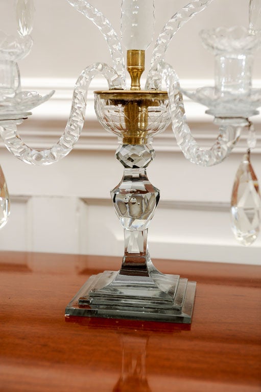 18th Century and Earlier Pair of Georgian Anglo Irish Crystal Candelabra's For Sale