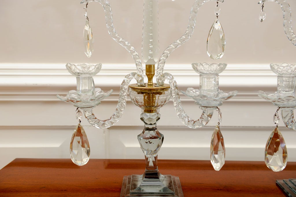 Pair of Georgian Anglo Irish Crystal Candelabra's For Sale 4