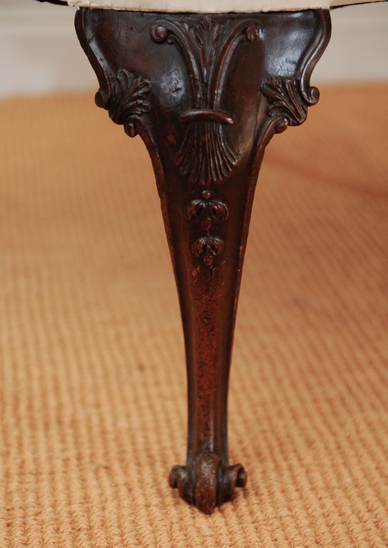 English Carved Leg Wing Chair