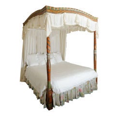 Antique Painted Satinwood Domed Canopy Bed