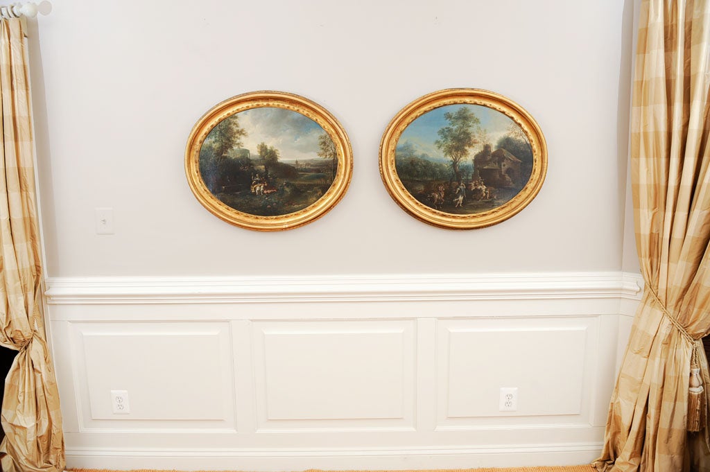 Dutch/Italianate Oval Oil paintings