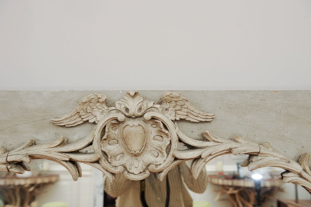 French Hand Carved Gris-Peinte Mirror