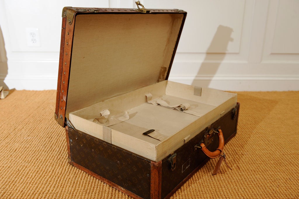 French Louis Vuitton Vintage Monogram Canvas Alzer Trunk Suitcase For Sale