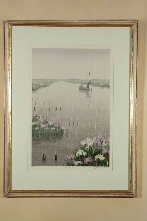 "Rises  In  The  Rain"  Wood  Block  by  Shufu M. Iyamoto