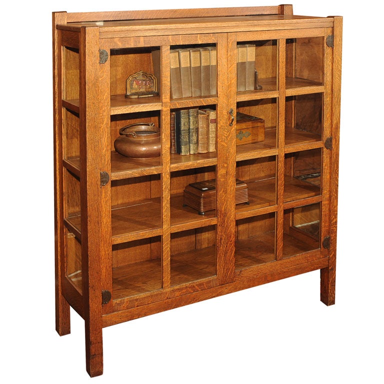 Arts and Crafts China Cabinet/Bookcase, Quaint/Stickley Bros.
