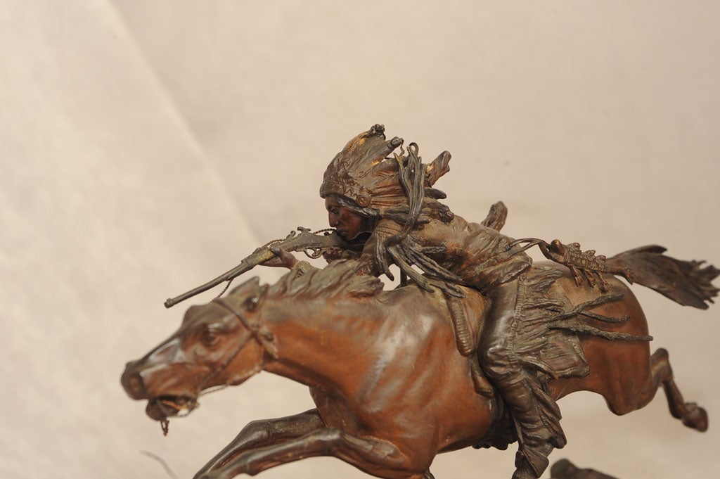 Cold Painted Vienna Bronze of Indian on Horseback, C. Kauba In Excellent Condition In Petaluma, CA