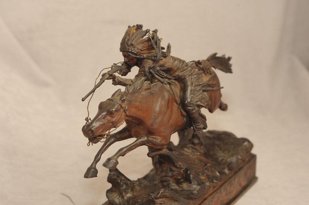 Cold Painted Vienna Bronze of Indian on Horseback, C. Kauba 1