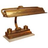 Vintage Brass Desk Lamp with Inkwells