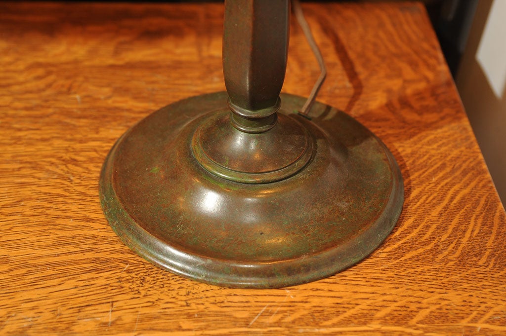 American Signed Tiffany Linenfold Table Lamp