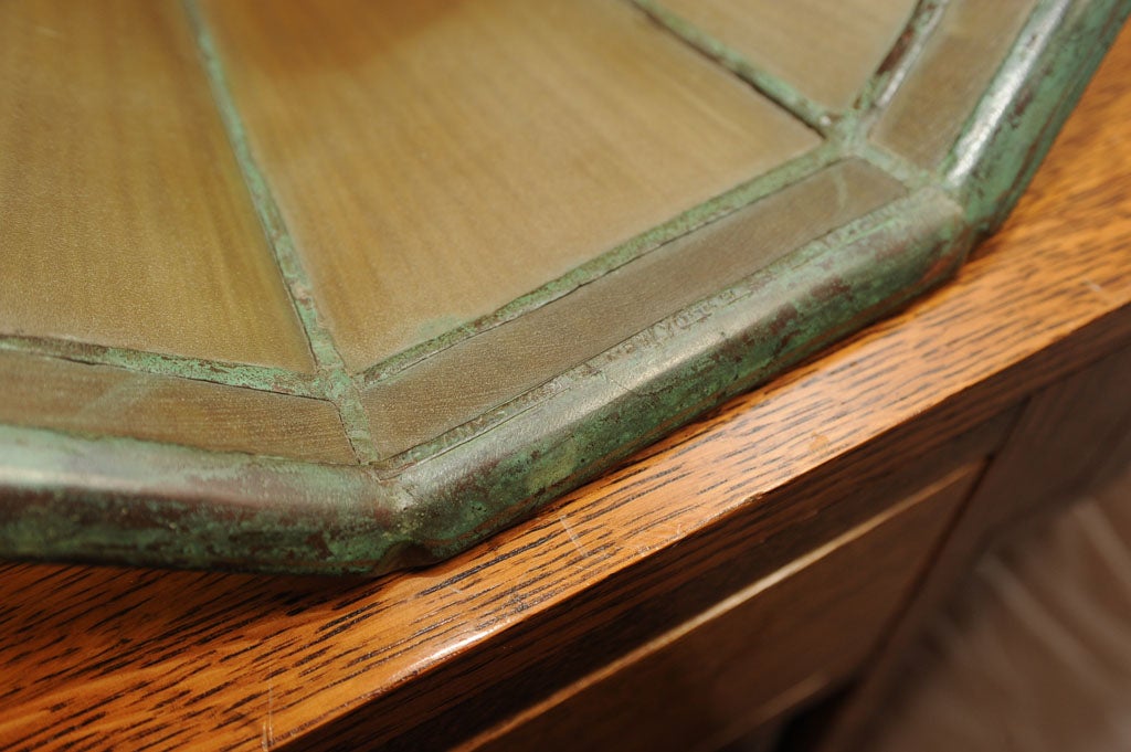 Signed Tiffany Linenfold Table Lamp 3