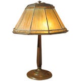 Signed Tiffany Linenfold Table Lamp