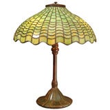 Signed Tiffany Studios Geometric Table Lamp
