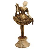 Antique Continental Bronze and Ivory Statue