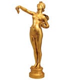 Art Nouveau Bronze Figure of a Nude Maiden by Bouval