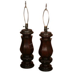 Antique Carved Post Lamps