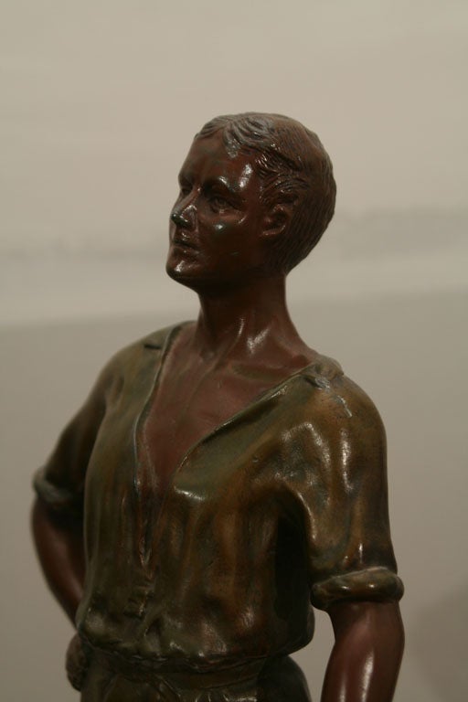 Polychromed Spelter Figure of Woodsman by A. Rucho 1