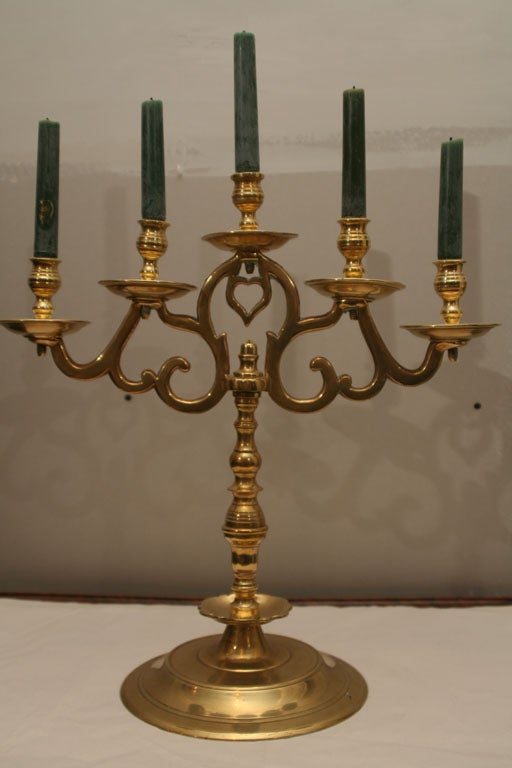 Pair of Brass Candlelabra For Sale 1