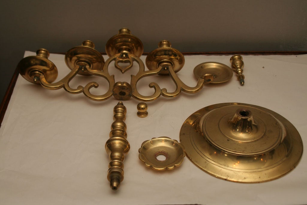 Pair of Brass Candlelabra For Sale 3