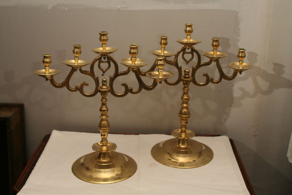 Pair late Georgian/Regency five light candleholders