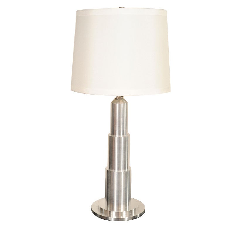 Art Deco Lamp with Skyscraper Design by Walter Von Nesson