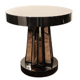 Art Deco Occasional Table in Black Lacquer with Antique Mirrors