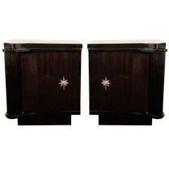 Pair of Hollywood End Tables in Ebonized Mahogany