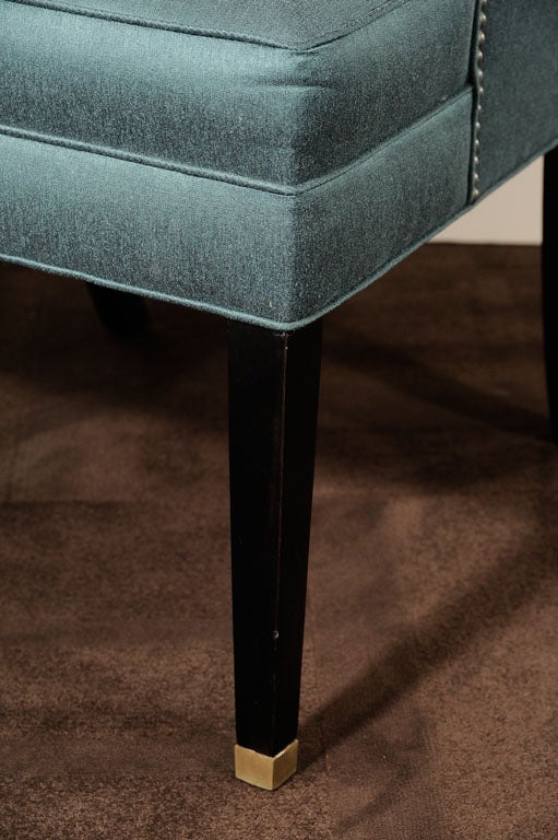 Pair of 1940's High Back WIng Chairs in Teal