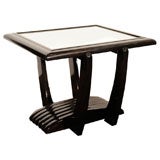 Art Deco Streamline Side Table with Mirrored Top