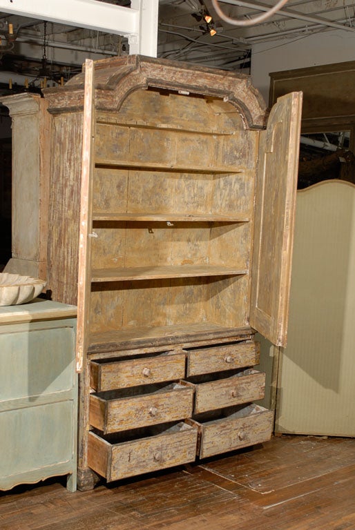 Wood Swedish Period Rococo Cabinet with Original Paint