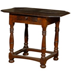 18th Century Swedish Period Baroque Natural Wood Side / Accent Table with Drawer 4