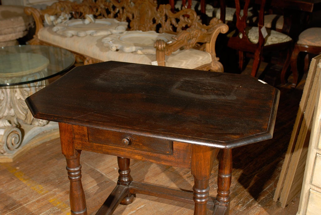 18th Century and Earlier 18th Century Swedish Period Baroque Natural Wood Side / Accent Table with Drawer