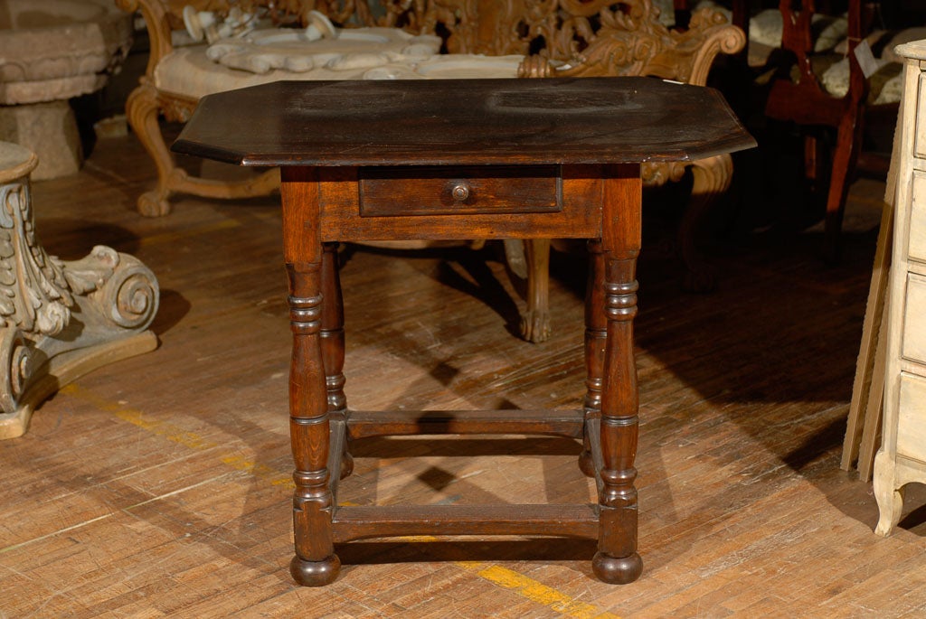 18th Century Swedish Period Baroque Natural Wood Side / Accent Table with Drawer 3