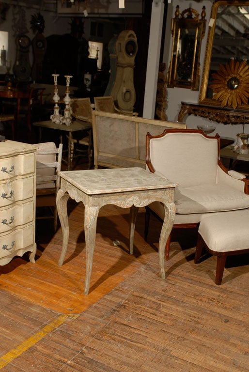 Swedish 18th Century Period Rococo Painted Wood Side Table