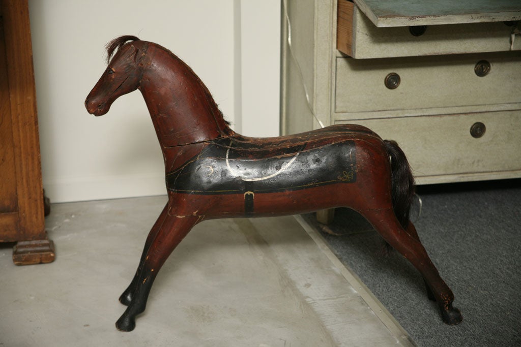 Gustavian Painted Wooden Toy Horse For Sale