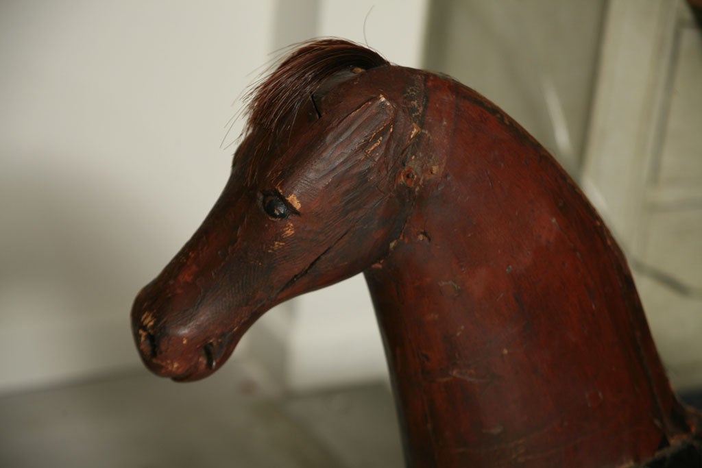 Swedish Painted Wooden Toy Horse For Sale